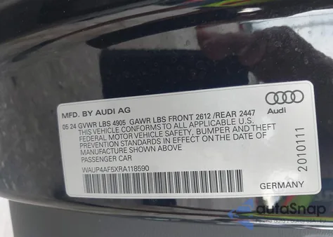 2024 Audi S5 Premium Plus Tfsi Quattro Tiptronic из США, поврежденный, VIN WAUP4AF5XRA118590